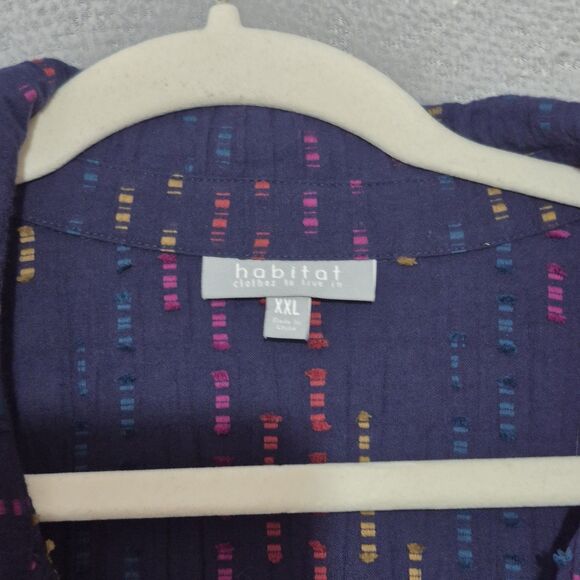 NWT Habitat Women's Cotton Blend Multicolor Crinkle Button Tunic Shirt XXL - Picture 4 of 9